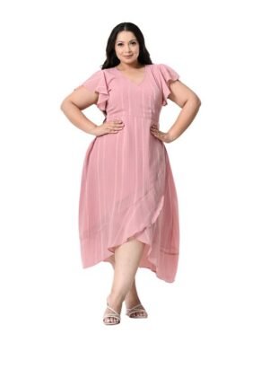 PrettyPlus by Desinoor.com Upto 8XL Plus Size Maxi Dress for Women | V-Neck Wrap Dress for Womens Plus Size | Georgette Western Dresses | Stylish Fit & Flare Sleeves Long Maxi Dresses | Casual Outing