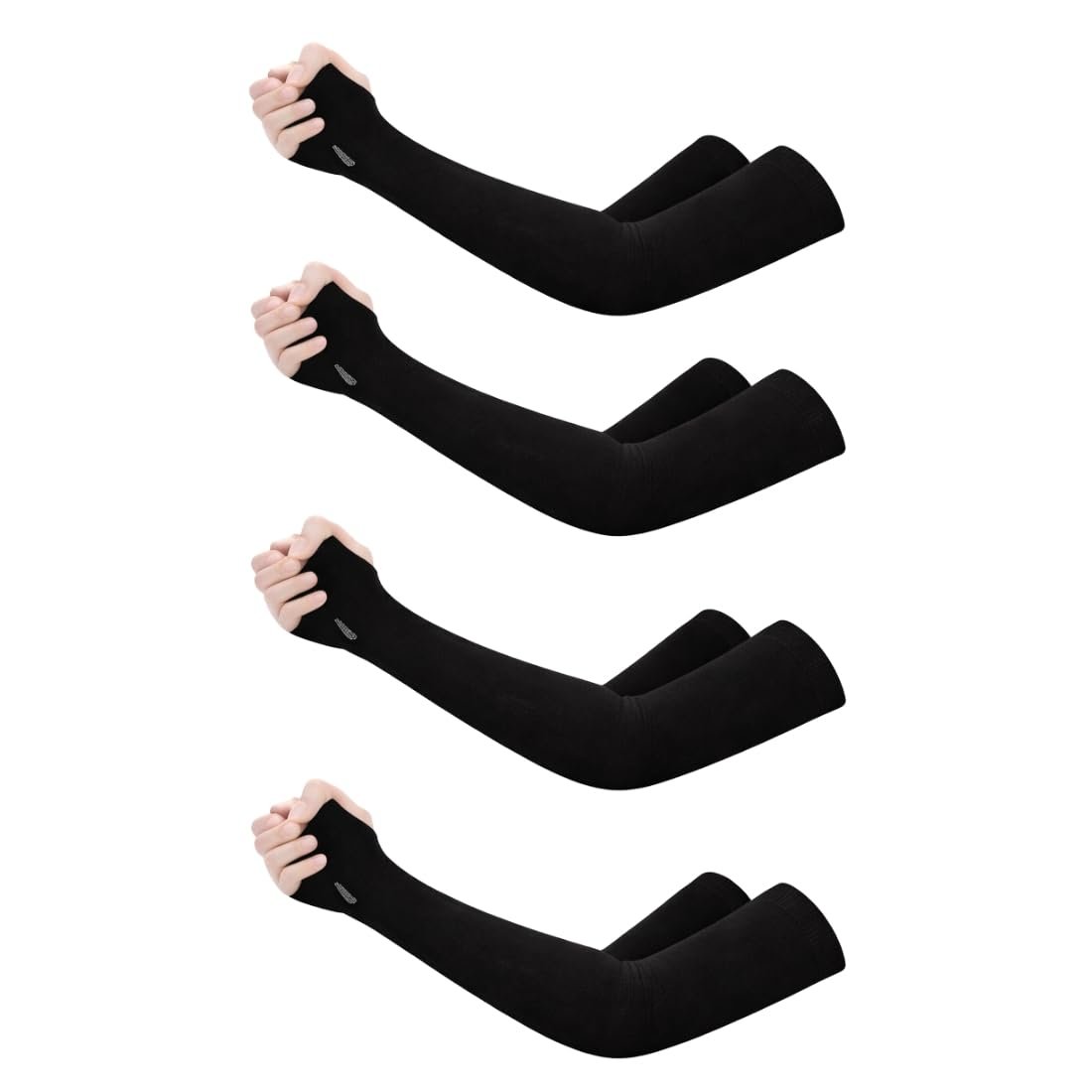Gosul's Fashion UV Protection Arm Sleeves for Men & Women with Thumb Hole | Sun Protection Hand Sleeves for Running, Bike Riding, Cricket | Nylon Stretchable Cooling Arm Cover | Black | 1 Pair - Image 5
