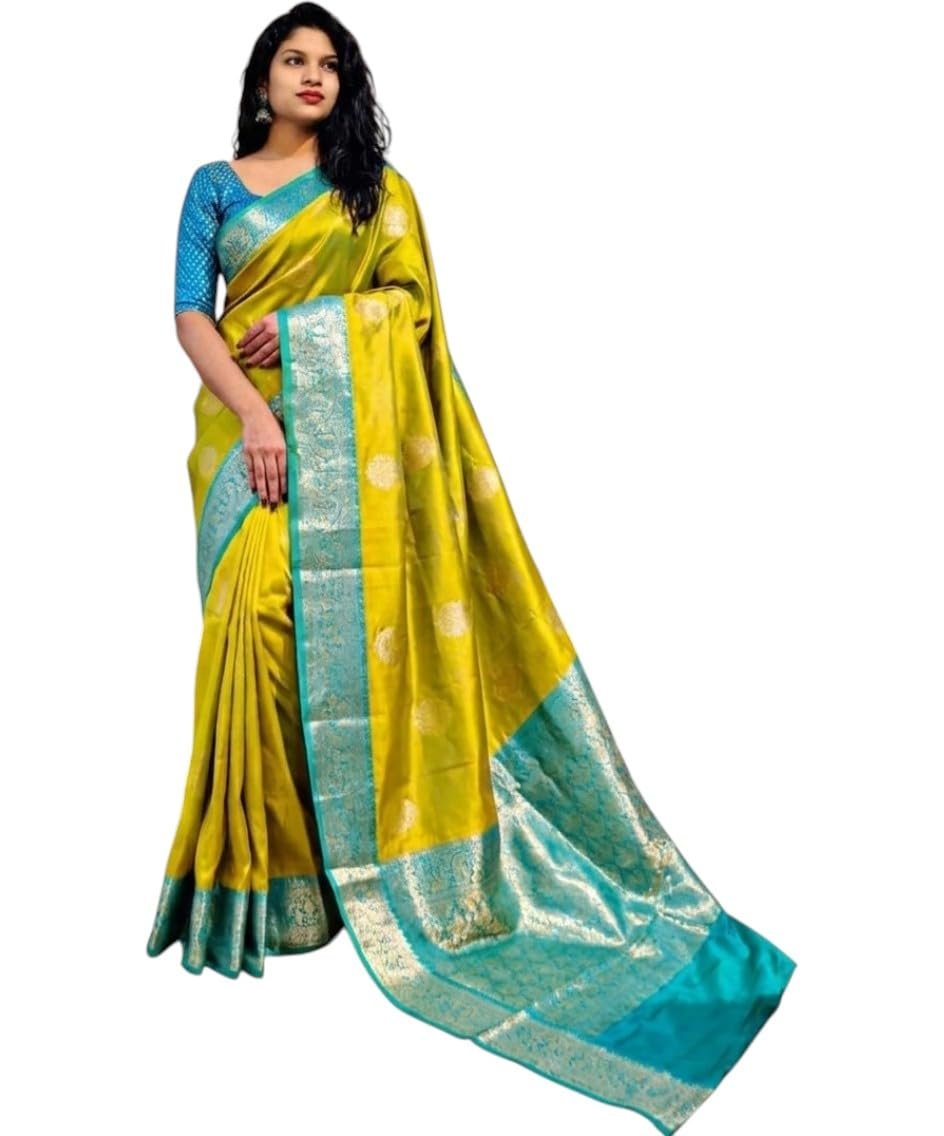 Women's Pure Soft Minakari Kanjivaram Zari Silk Saree With Blouse Piece - Image 6