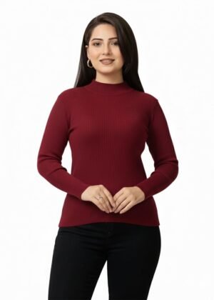 LASOON Women's Woolen Yarn Skivi Top Sweater | Warm High Neck Winter Wear | Soft & Stretchable Free Size Pullover for Women