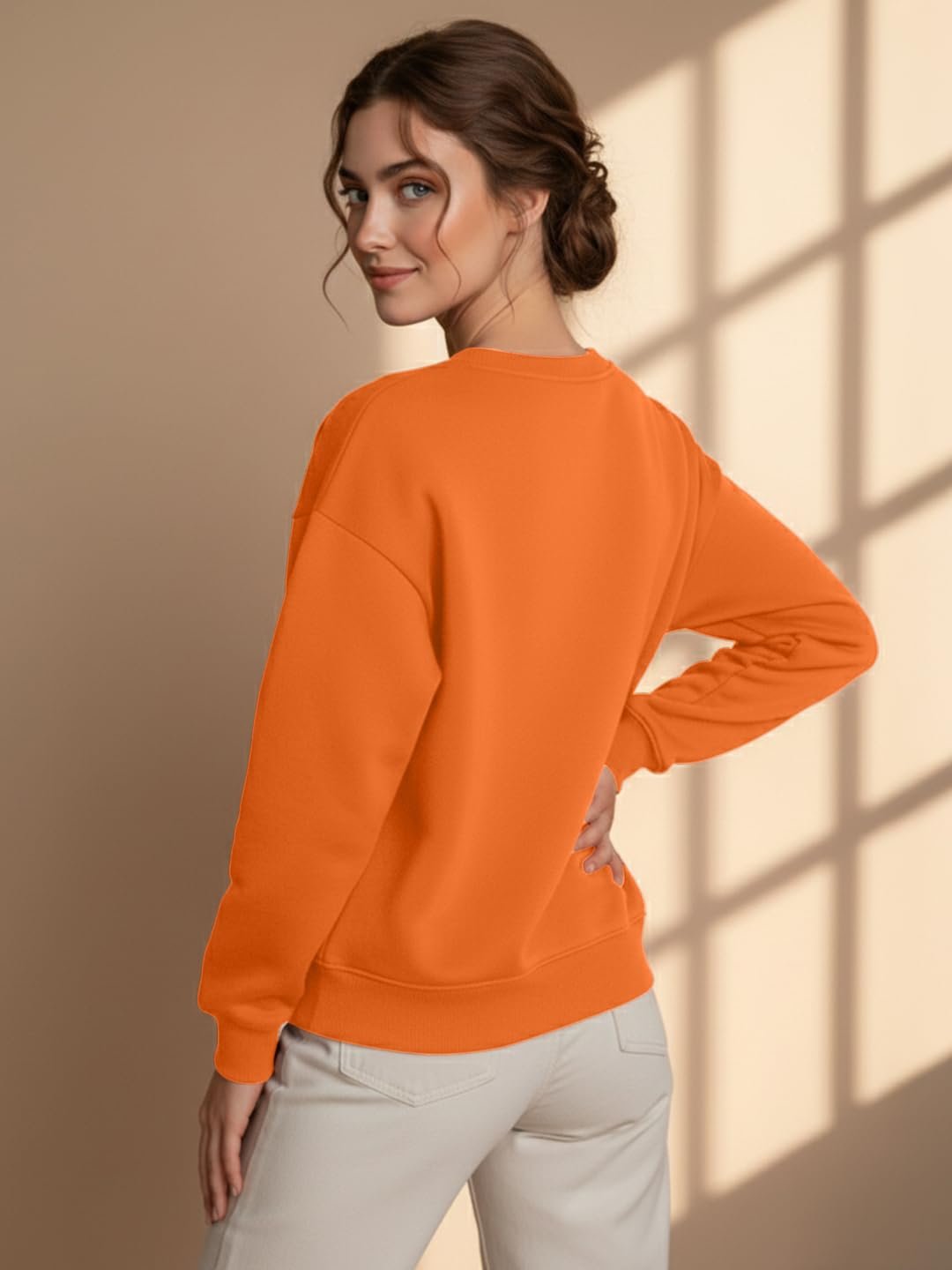 LEOTUDE Women's Boyfriend Fit Loopknit Sweatshirt | Full Sleeve Drop Shoulder | Sweatshirt for Women - Image 47