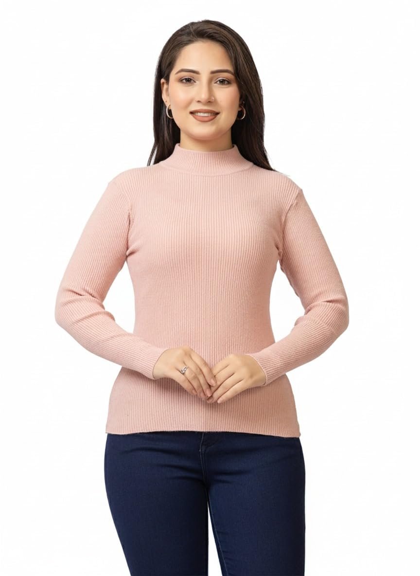 LASOON Women's Woolen Yarn Skivi Top Sweater | Warm High Neck Winter Wear | Soft & Stretchable Free Size Pullover for Women - Image 2