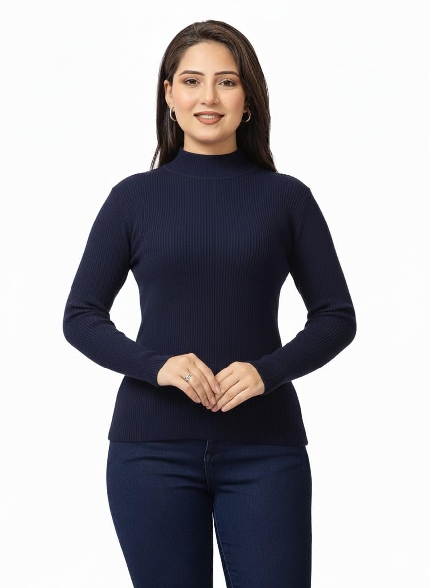 LASOON Women's Woolen Yarn Skivi Top Sweater | Warm High Neck Winter Wear | Soft & Stretchable Free Size Pullover for Women - Image 9