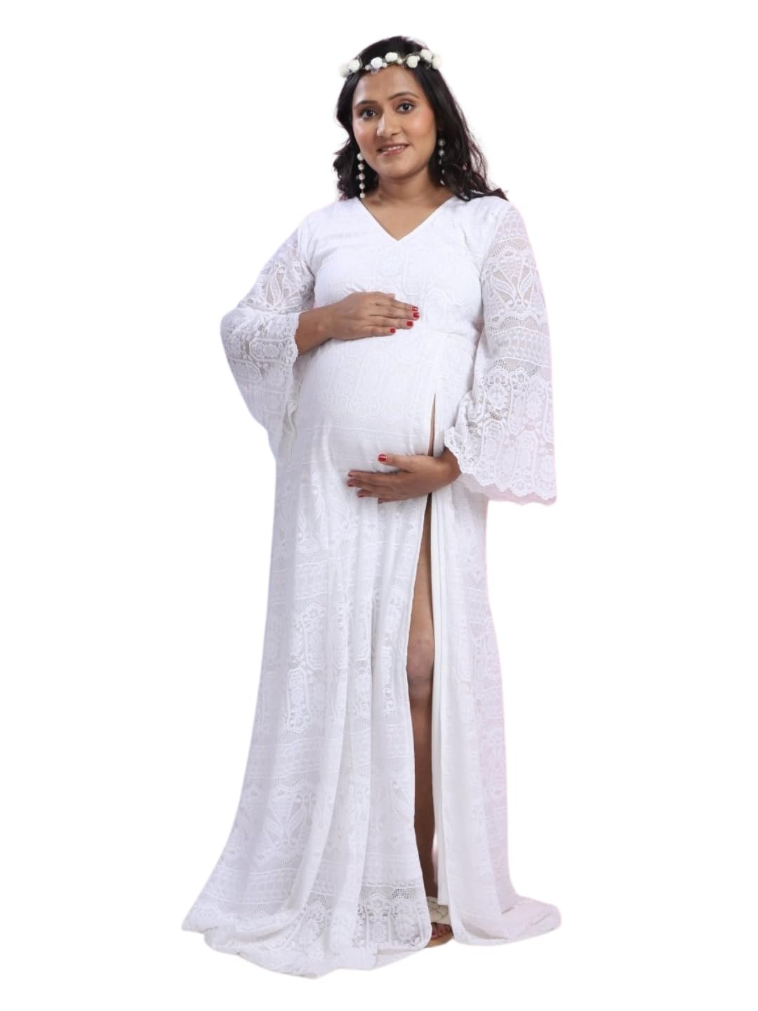 The Mom Store Maternity Gown for Women | Comfortable & Stylish Pregnancy Wear for New Mom | Elegant & Trendy Nursing Baby Shower Dress for Photoshoot - Image 7