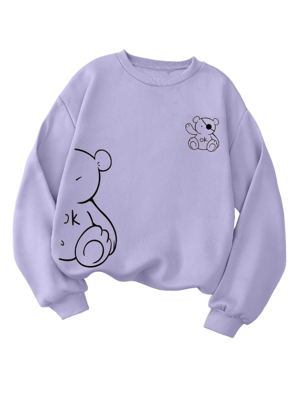 TAGAS Women's Bear Graphic Round Neck Sweatshirt|Trendy Oversized Pullover Sweatshirts|Soft Fleece Pullover Winterwear - Image 7