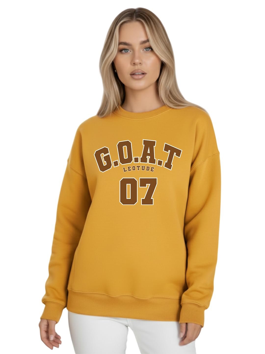 LEOTUDE Women's Boyfriend Fit Loopknit Sweatshirt | Full Sleeve Drop Shoulder | Sweatshirt for Women - Image 3