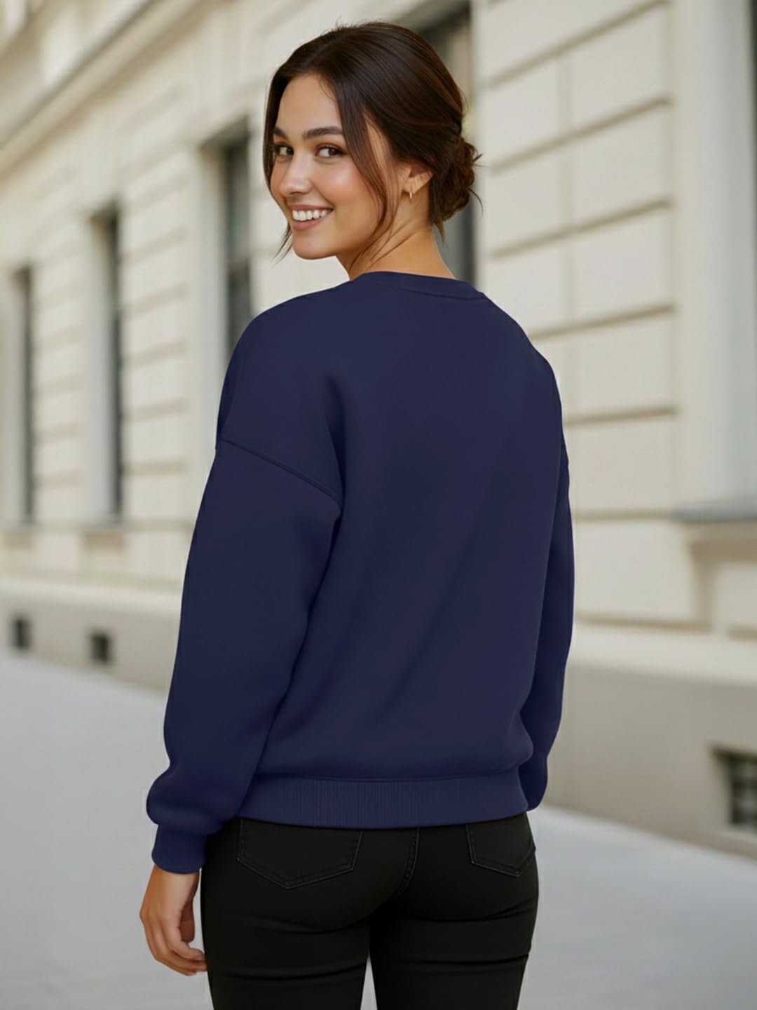 LEOTUDE Women's Boyfriend Fit Loopknit Sweatshirt | Full Sleeve Drop Shoulder | Sweatshirt for Women - Image 52