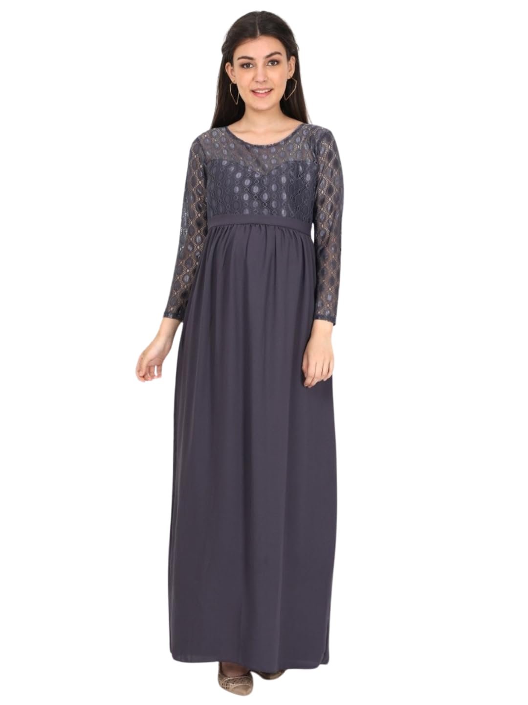 The Mom Store Maternity Gown for Women | Comfortable & Stylish Pregnancy Wear for New Mom | Elegant & Trendy Nursing Baby Shower Dress for Photoshoot - Image 14