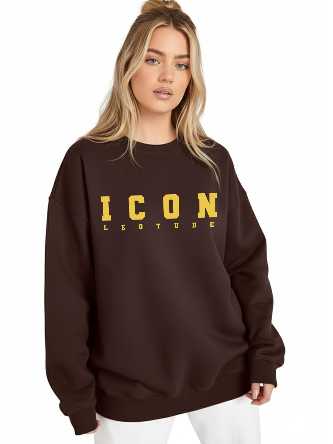 LEOTUDE Women's Boyfriend Fit Loopknit Sweatshirt | Full Sleeve Drop Shoulder | Sweatshirt for Women - Image 20