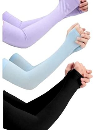 3 Pairs Biker/Sports Full Arm Fingerless Sleeves Gloves for UV, Dust, Summer, Sun Protection for men and Women