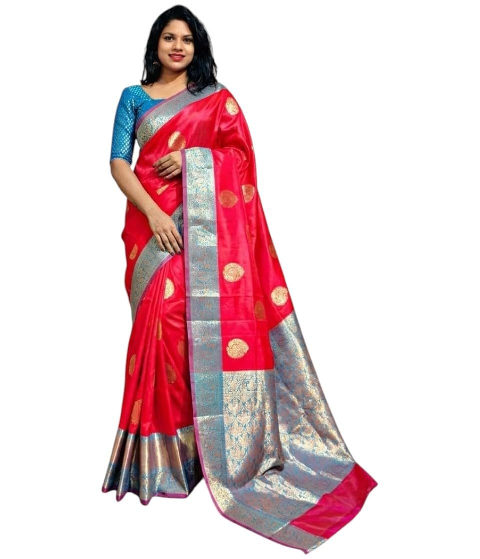 Women's Pure Soft Minakari Kanjivaram Zari Silk Saree With Blouse Piece - Image 5