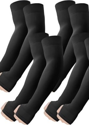 4 Pairs Arm Sleeves For Men & Women Black UV Rays Tan Protection Breathable Cooling Hand With Thumb Design For Men Bike Riding, Sports, Cricket, Cycling, sunny days