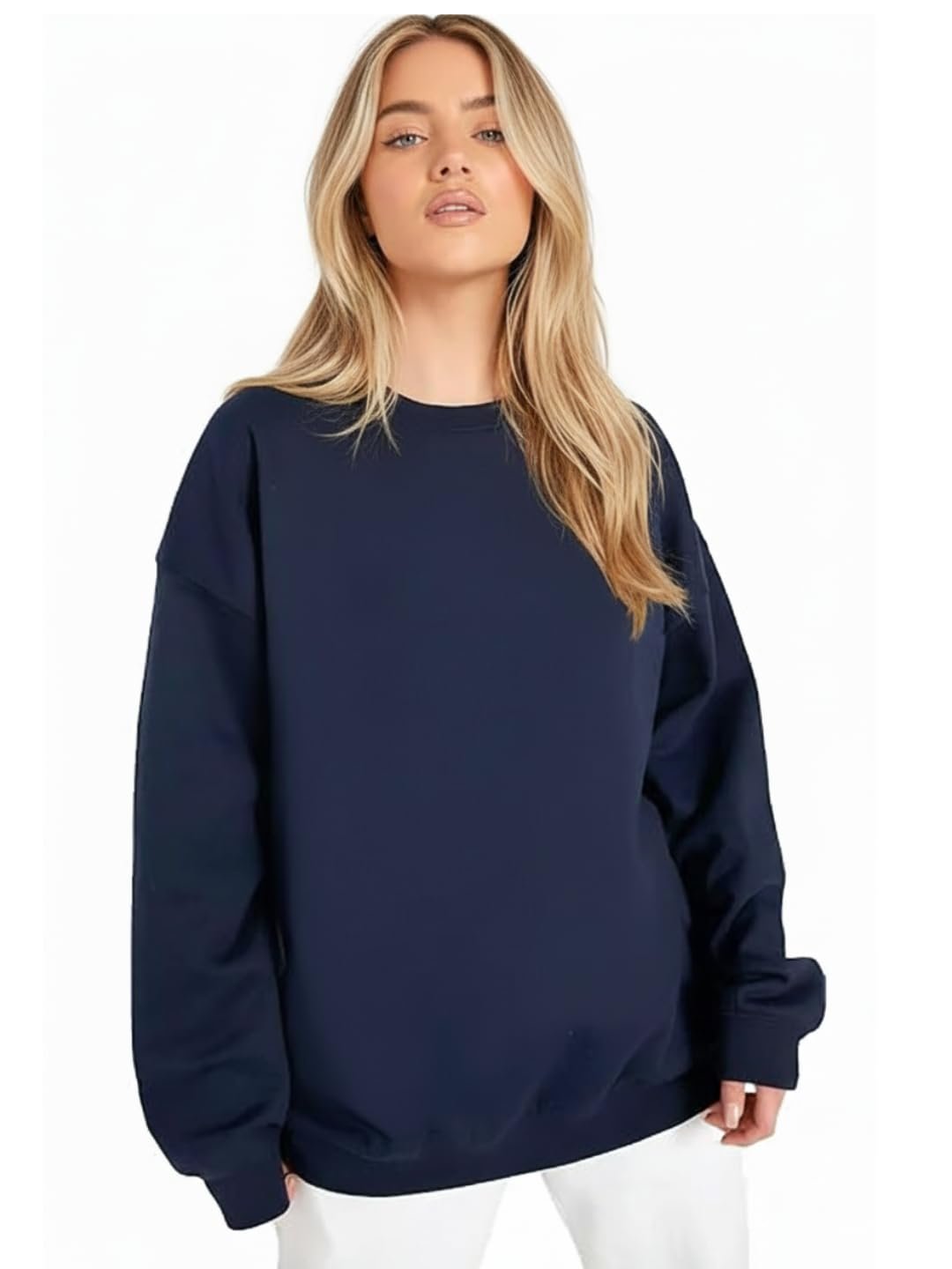 LEOTUDE Women's Boyfriend Fit Loopknit Sweatshirt | Full Sleeve Drop Shoulder | Sweatshirt for Women - Image 55