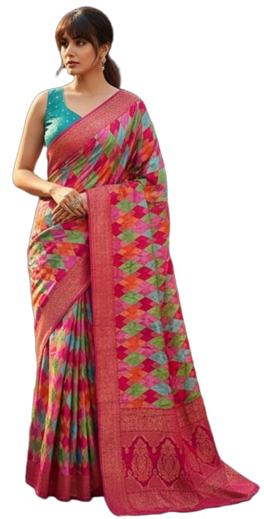 Glory Sarees Women's Luxurious Satin Pure Silk Original Saree Position Print Work Banarasi Kanjivaram Style Saree With Blouse Piece(Elegant109_Parent) - Image 10