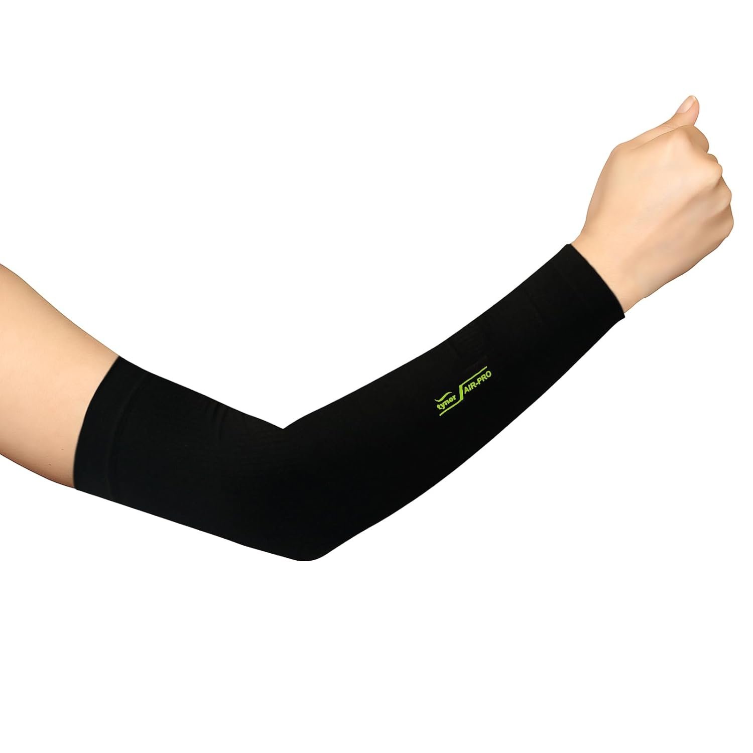 TYNOR Arm Sleeve, Compression Support for Pain Relief, Sports, Cricket & Gym | Durable, Flexible Material | High Performance, UV Protection For Men & Women (Black & Green)