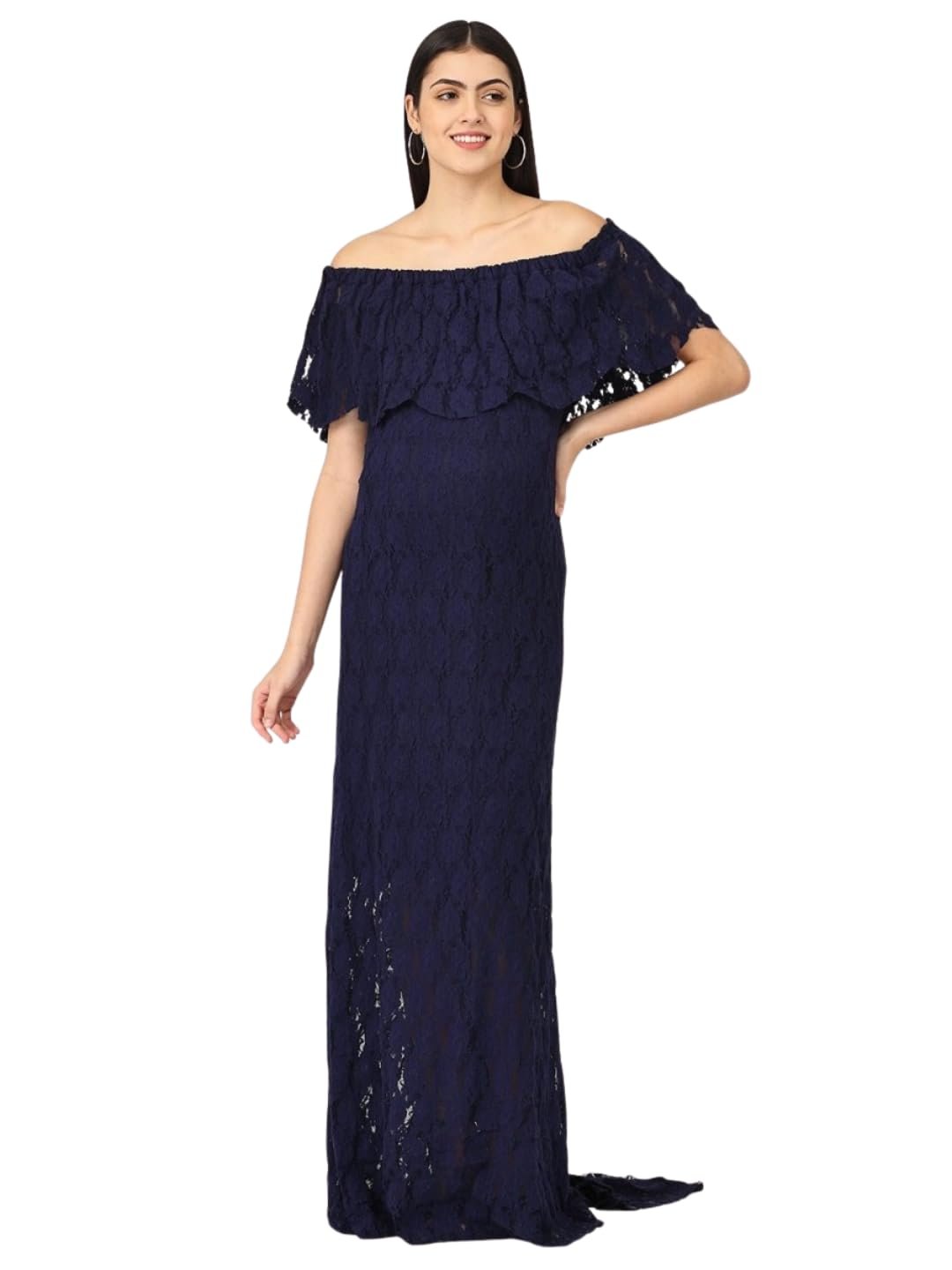 The Mom Store Maternity Gown for Women | Comfortable & Stylish Pregnancy Wear for New Mom | Elegant & Trendy Nursing Baby Shower Dress for Photoshoot - Image 3