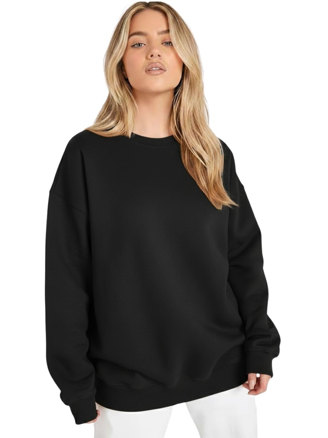 LEOTUDE Women's Boyfriend Fit Loopknit Sweatshirt | Full Sleeve Drop Shoulder | Sweatshirt for Women - Image 43
