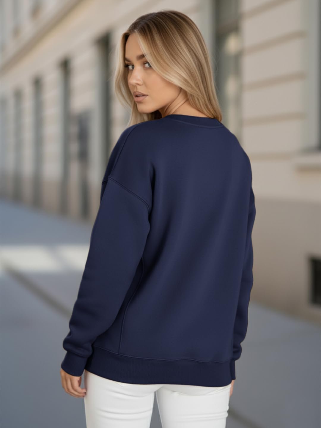 LEOTUDE Women's Boyfriend Fit Loopknit Sweatshirt | Full Sleeve Drop Shoulder | Sweatshirt for Women - Image 58