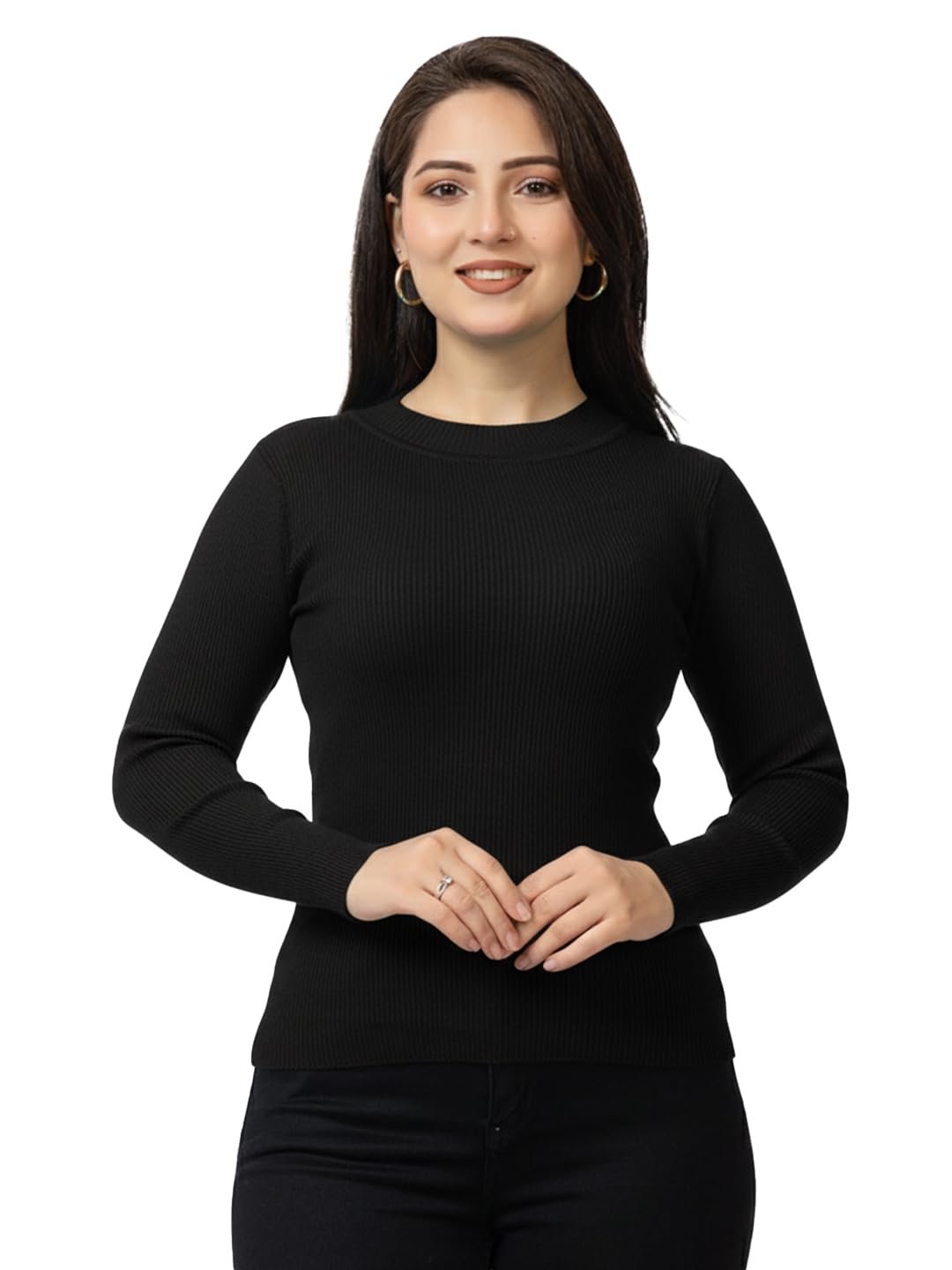 LASOON Women's Woolen Yarn Skivi Top Sweater | Warm High Neck Winter Wear | Soft & Stretchable Free Size Pullover for Women - Image 4