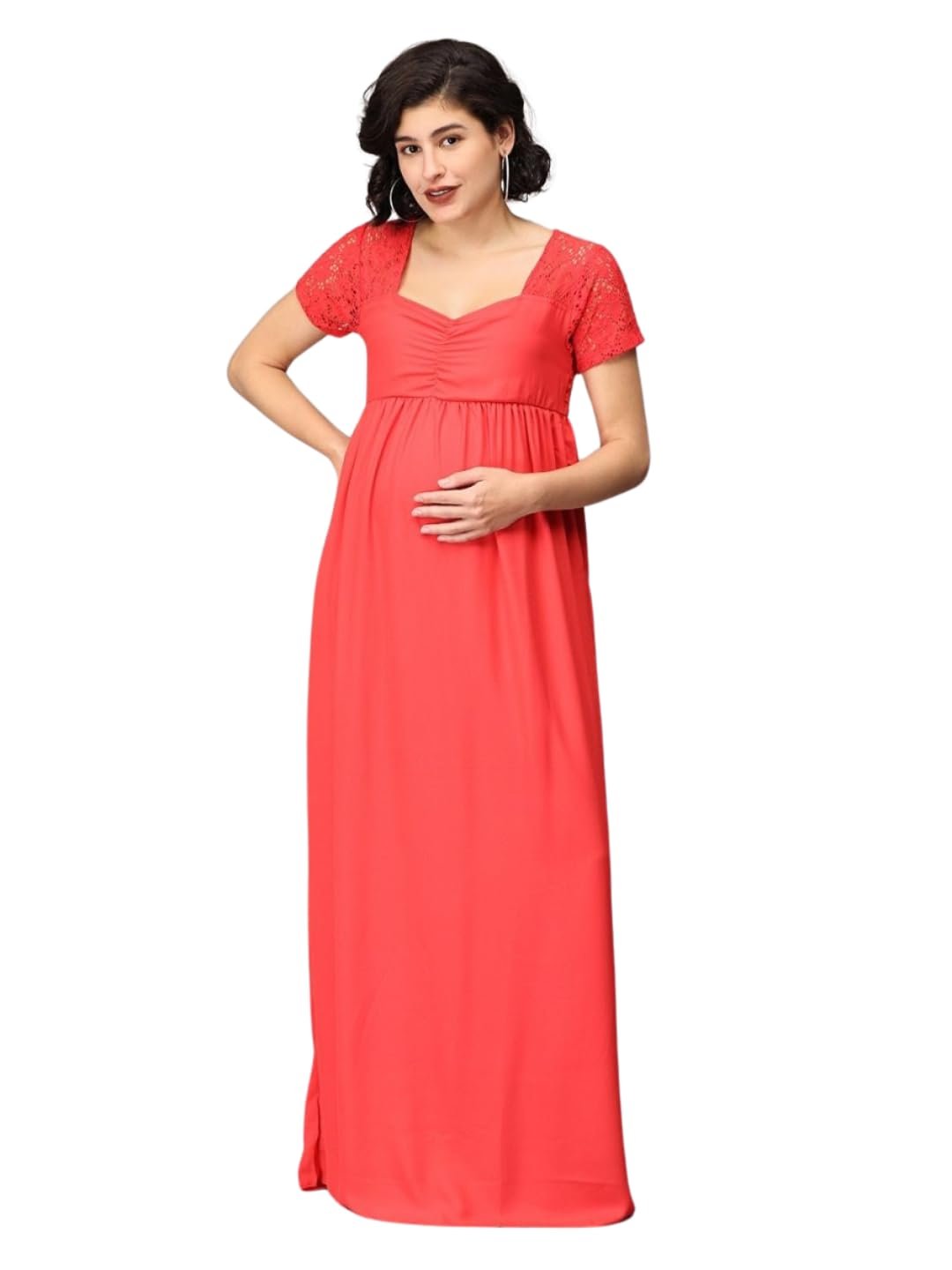 The Mom Store Maternity Gown for Women | Comfortable & Stylish Pregnancy Wear for New Mom | Elegant & Trendy Nursing Baby Shower Dress for Photoshoot - Image 5