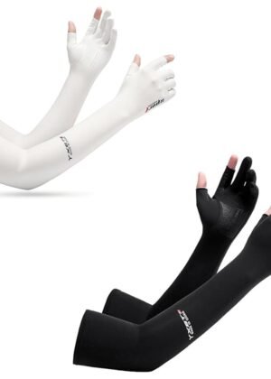 PALAY® Sun Protection Gloves for Women Men Non-Slip Touch Screen Arm Sleeves Breathable Silk Cooling UV Protection Hand Sleeves Full Arm Hand Gloves for Bike Riding, Driving, Cycling