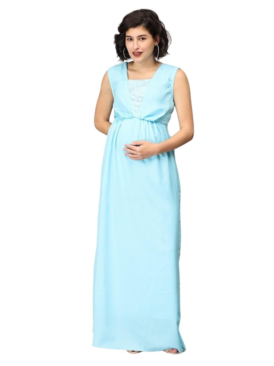 The Mom Store Maternity Gown for Women | Comfortable & Stylish Pregnancy Wear for New Mom | Elegant & Trendy Nursing Baby Shower Dress for Photoshoot - Image 13
