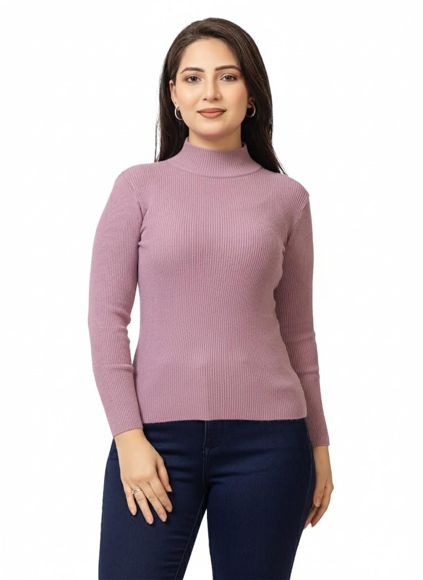 LASOON Women's Woolen Yarn Skivi Top Sweater | Warm High Neck Winter Wear | Soft & Stretchable Free Size Pullover for Women - Image 12