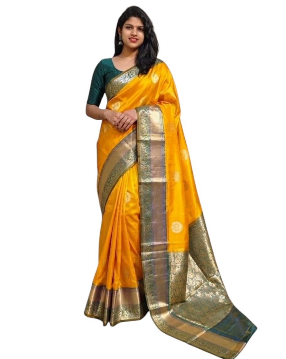 Women's Pure Soft Minakari Kanjivaram Zari Silk Saree With Blouse Piece - Image 3