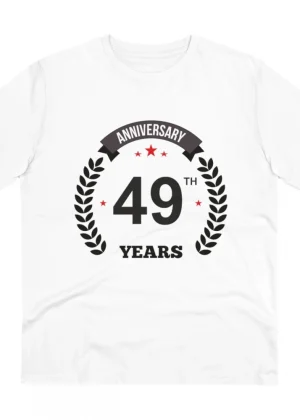 Generic Men's PC Cotton 49th Anniversary Printed T Shirt (Color: White, Thread Count: 180GSM)