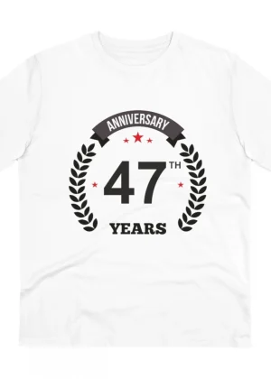 Generic Men's PC Cotton 47th Anniversary Printed T Shirt (Color: White, Thread Count: 180GSM)