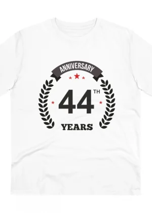Generic Men's PC Cotton 44th Anniversary Printed T Shirt (Color: White, Thread Count: 180GSM)