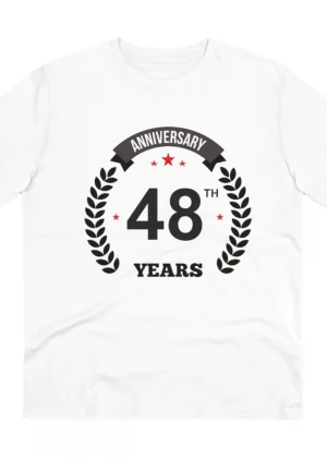 Generic Men's PC Cotton 48th Anniversary Printed T Shirt (Color: White, Thread Count: 180GSM)