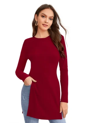 Generic Women's Western Wear Hosiery T Shirts (Maroon)