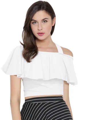 Generic Women's Western Wear Hosiery Crop Top (White)