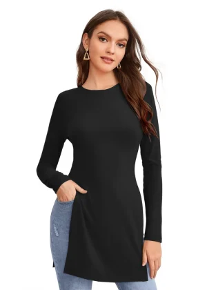 Generic Women's Western Wear Hosiery T Shirts (Black)