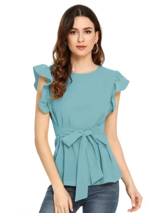 Generic Women's Western Wear Hosiery T Shirts (Light Blue)