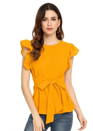 Generic Women's Western Wear Hosiery T Shirts (Yellow)