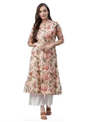Generic Women's Cotton Printed Floral Print Kurti (Multicolor, Cotton)