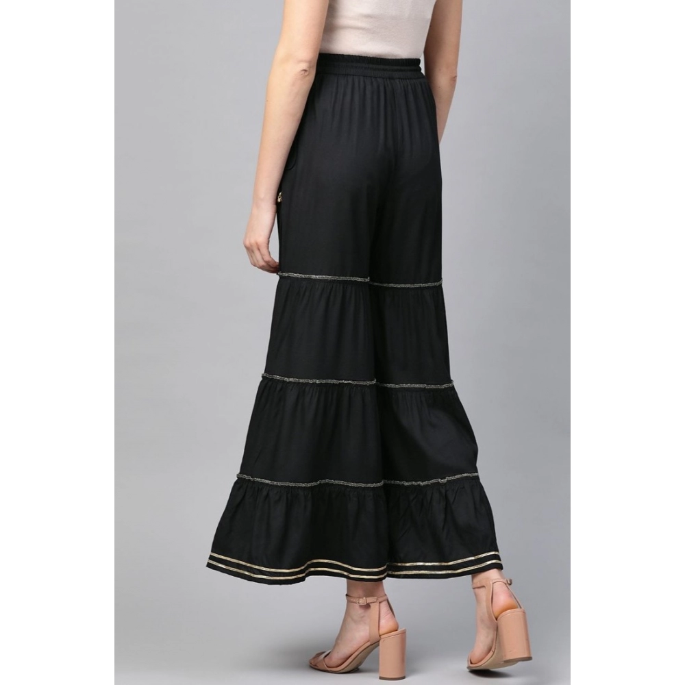 Generic Women's Casual Solid Rayon Sharara (Black) - Image 5
