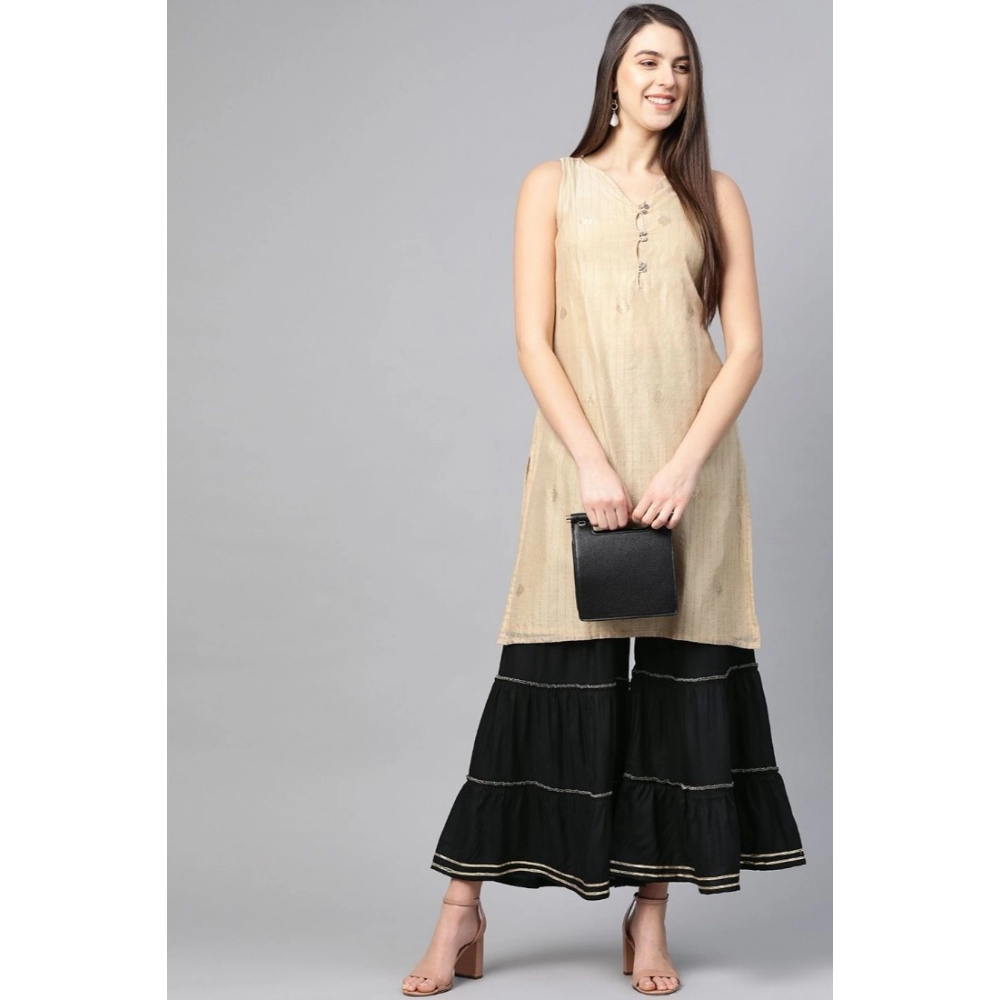 Generic Women's Casual Solid Rayon Sharara (Black) - Image 4