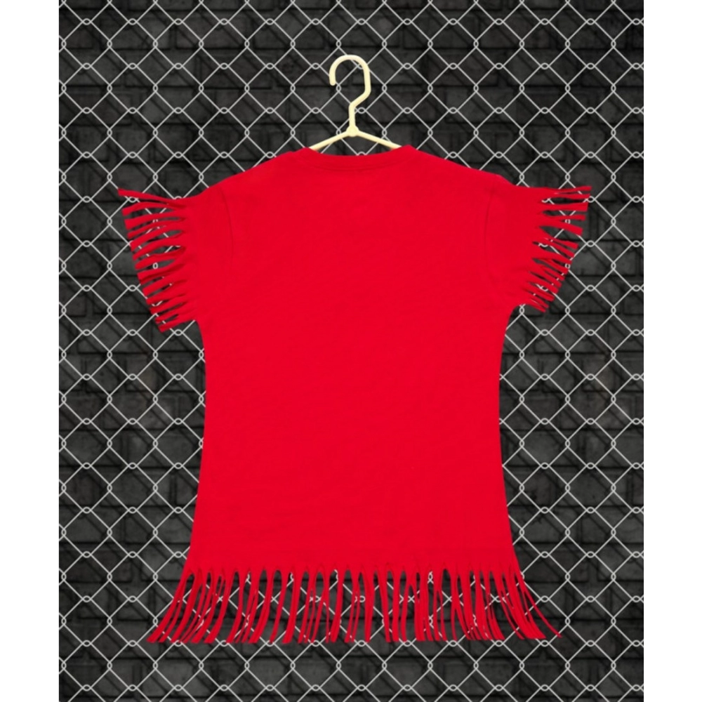 Generic Girl's Casual Short Sleeve Printed Cotton T Shirt (Red) - Image 2