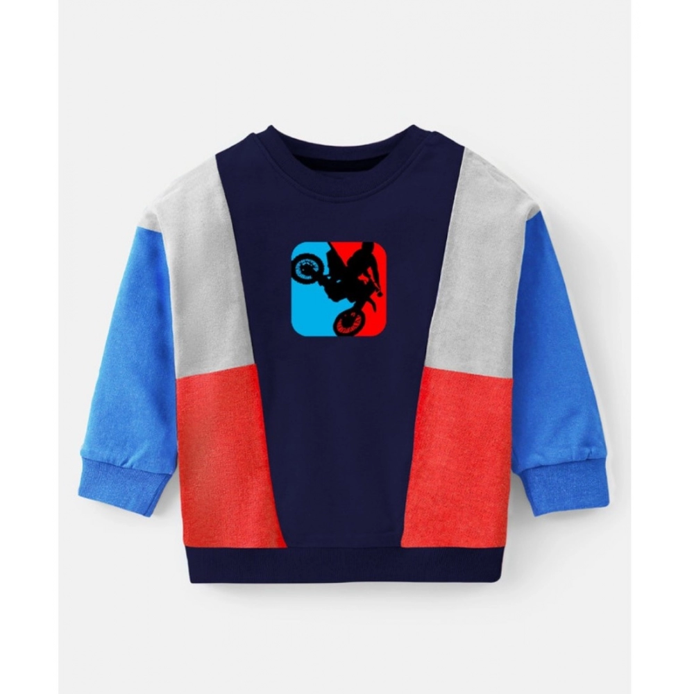 Generic Boy's Casual Full Sleeve Printed Cotton T Shirt With Pant (Blue) - Image 2