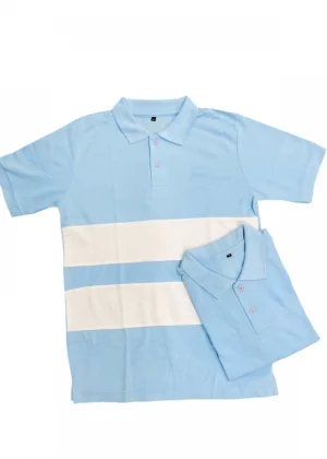 Generic Men's Casual Short Sleeves Cotton Polo Neck T-shirt (Aqua Blue)