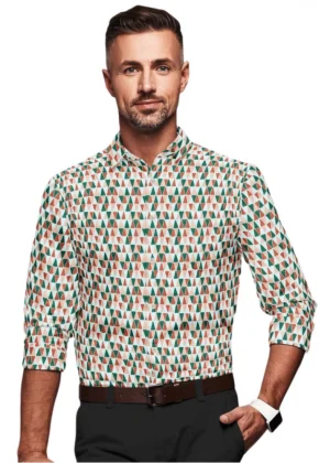 Generic Men's Cotton Blended Printed Full Sleeve Shirt (Multicolor)