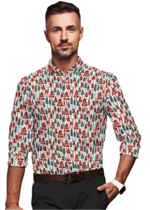 Generic Men's Cotton Blended Printed Full Sleeve Shirt (Multicolor)