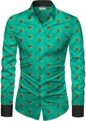 Generic Men's Casual Floral Printed Cotton Blend Unstitched Shirt Fabric 1.6 Mtrs (Green)