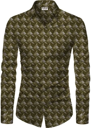 Generic Men's Casual Floral Printed Cotton Blend Unstitched Shirt Fabric 1.6 Mtrs (Brown)