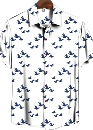 Generic Men's Casual Floral Printed Cotton Blend Unstitched Shirt Fabric 1.6 Mtrs (Blue)