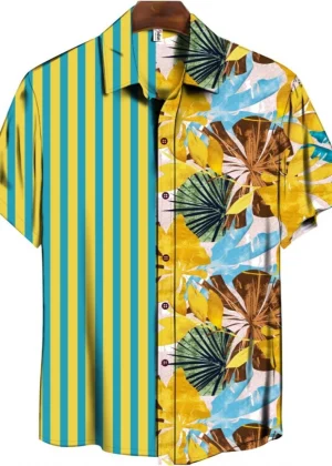 Generic Men's Casual Floral Printed Cotton Blend Unstitched Shirt Fabric 1.6 Mtrs (Green)