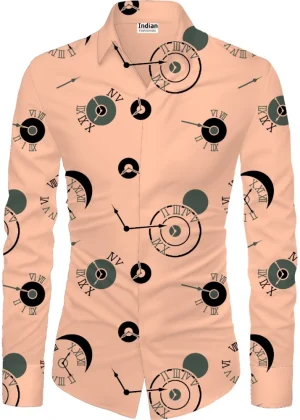 Generic Men's Casual Floral Printed Cotton Blend Unstitched Shirt Fabric 1.6 Mtrs (Orange)